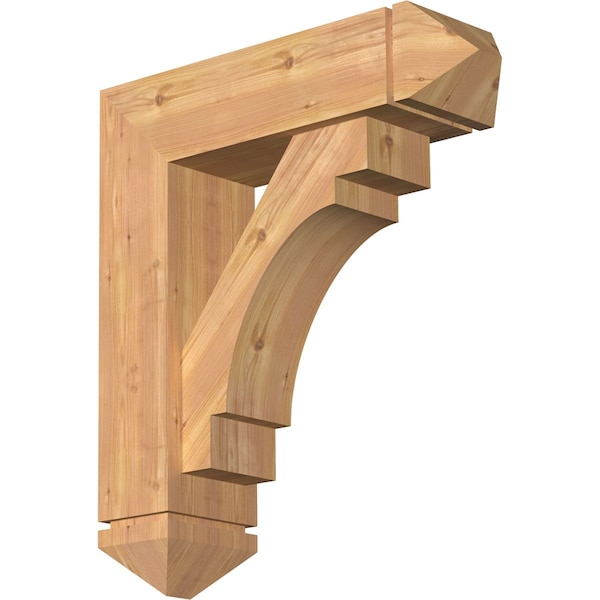Ekena Millwork Merced Arts and Crafts Smooth Bracket w/ Offset Brace, Western Red Cedar, 7 1/2"W x 26"D x 30"H BKT0806X26X30MRC03SWR - main